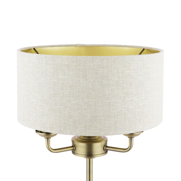 (image for) Laura Ashley Sorrento 3 Light Table Lamp Matt Antique Brass With Natural Shade